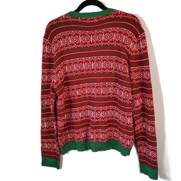 33Degrees Naughty Nice Sequin Christmas Sweater Women's Large Holiday Shirt - Picture 5 of 7